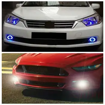 

2X 12V 3" 76mm LED Car Angel Eyes Fog Lights Led Car Headlight Lamp DRL Universal Daytime Running Light Blue / White Halo Ring