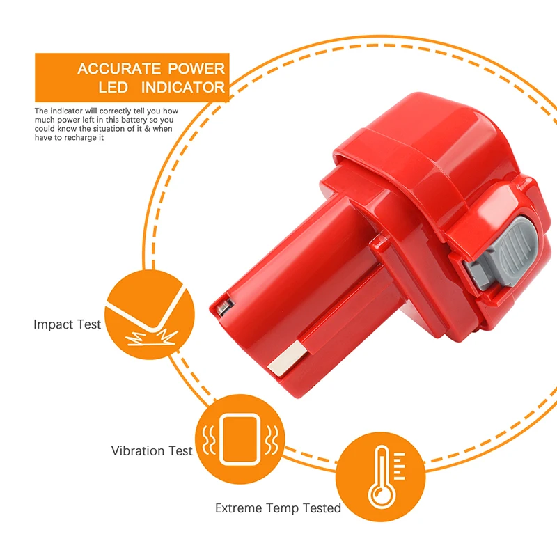 Ni-mh para Makita Furadeira sem Fio da Bateria da Ferramenta Bateria da Substituição de 9.6v 9122 9133 9135a 192638-6 Elétrica 3.5ah 9134 Pa09 9100 9120 - Image 3