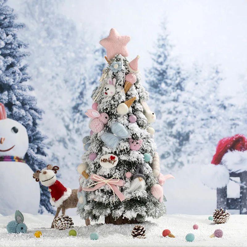 DIY Мини Снежинка маленькая имитация Маленькая рождественская древесина войлок украшения празднуют поставки искусственное дерево