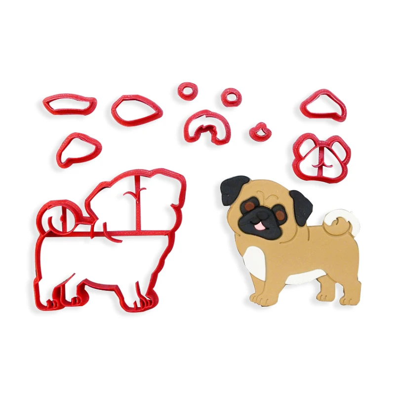 Bebe Husky Bulldog Weiner Pug Schnauzer Labrador Tres Pernas Corpo Do Cao 3d Impresso Plastico Fondant Cookie Cortador Conjunto Instrumentos P Biscoito Aliexpress