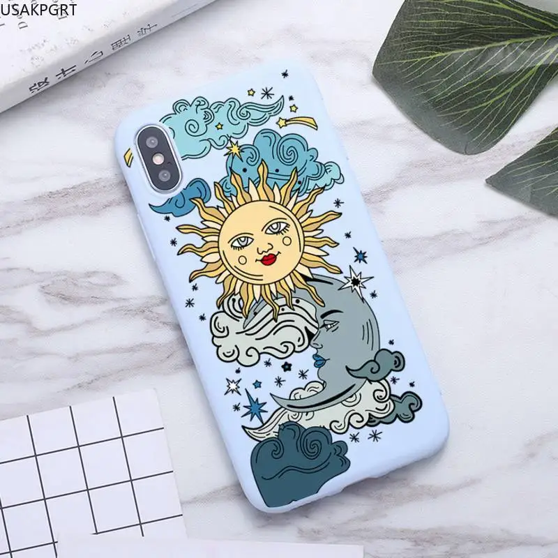 

Funny Sun Moon Face Phone Case for iPhone 11 Pro Max X XR XS 8 7 6s Plus Candy purple Silicone Cases