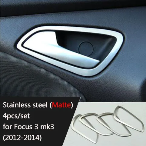 Steel Matte 2012-14 4 шт./компл. автомобиля Средства для укладки волос межкомнатных дверей ручная отделка Декоративная рамка чехол для Ford Focus 3 4 2012- авто аксессуары - Название цвета: Steel Matte 2012-14
