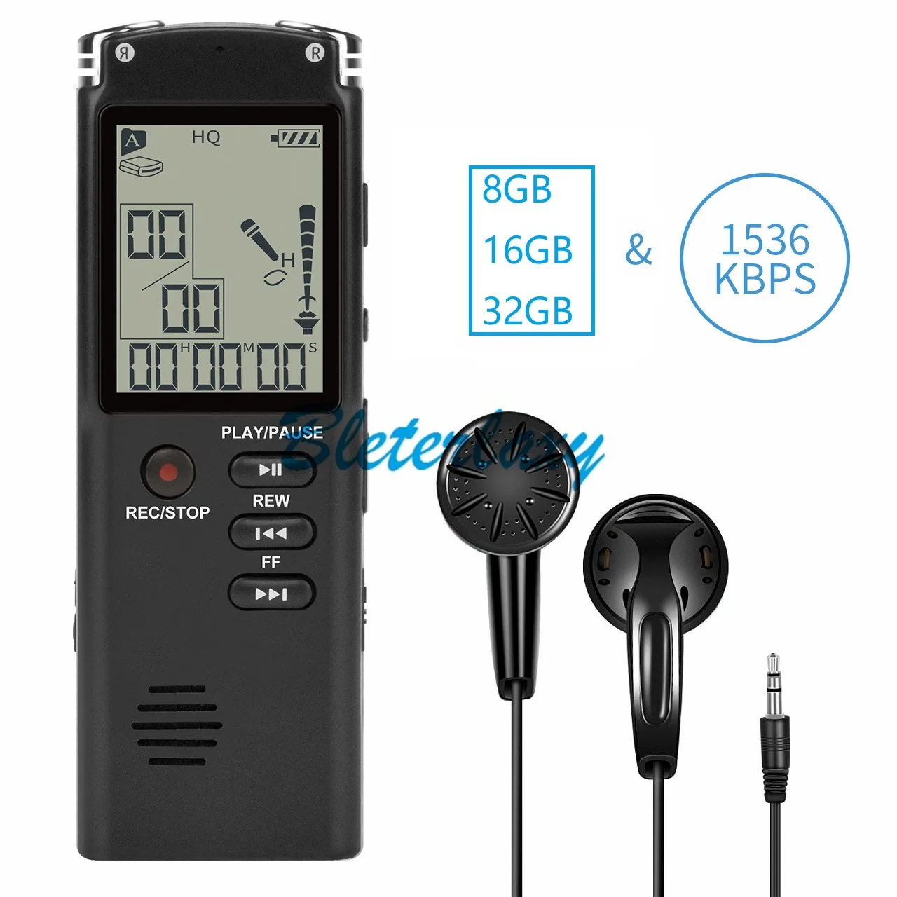 32GB Rechargeable LCD Digital Audio Sound Voice Recorder Dictaphone MP3 Player H