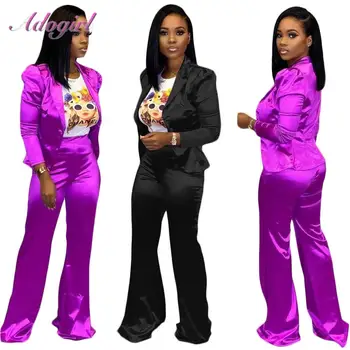 

Women Blazer Set Casual Long Sleeve V Neck Short Blazer Jacket Coat Wide Leg Pants Two Piece Set Winter Outfit Office Lady Suit