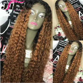 

Ombre Curly Lace Front Human Hair Wigs with Baby Hair Middle Ration Remy Hair Lace Wigs Pre-Plucked Wigs