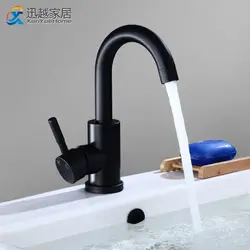 Basin Faucet Black 304 Stainless Steel Bathroom Washbasin Under Counter  Hot and Cold