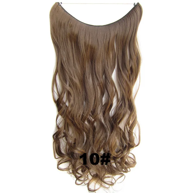 24inch 50grams 100grams Synthetic Hair Extension Gradual Color Brown Gray Blonde String Halo Hairpieces Extensions 100g-10-wavy