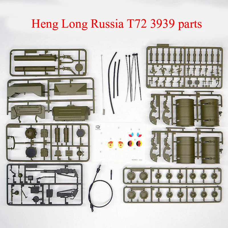 

1Set Russia T72 3939 Self-assembly Accessories Sticker/Oil Drum/Machine Gun/Decorative Parts for 1/16 Henglong RC Tank Model