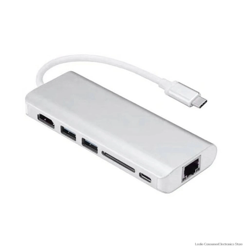 Концентратор type C 6в1 usb-c 3,1 до 4K Hdmi Pd 2Usb3. 0 Dp LAN Dongle для Mackbook Pro
