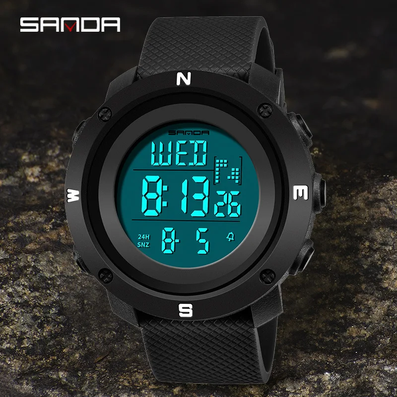 

SANDA 2019 Luxury Men Analog Digital Military Sport LED Waterproof Wrist Watch luminous High-End electronic watch relogio men