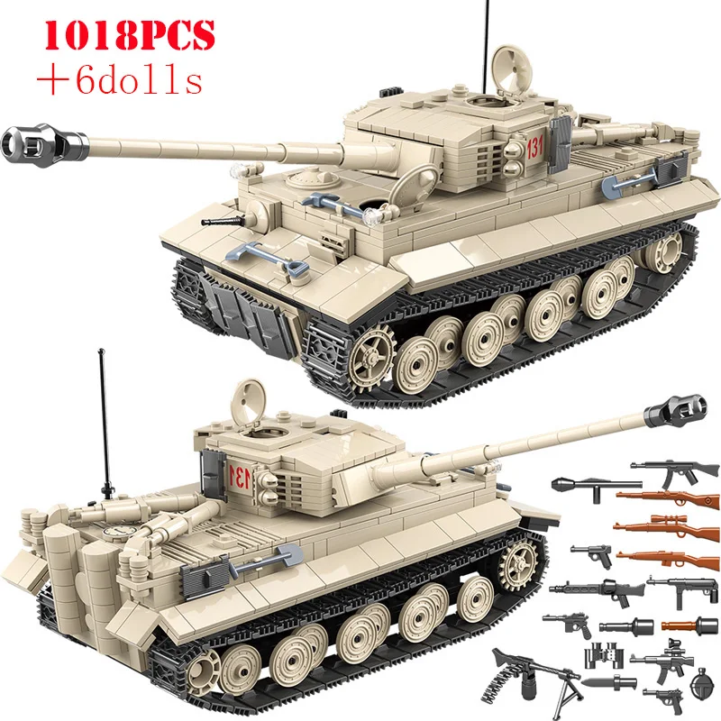 Военная Униформа Тигр 131 Танк строительные блоки для автомобилей армии WW2 Солдат