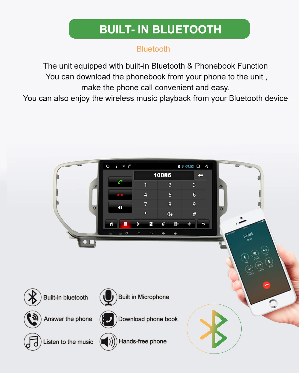 Flash Deal 9" 2Din Full Touch Android 8.1 RAM2G+ROM32GB 1024*600 GPS Wifi Radio Audio Car Player universal For Kia Sportage R 2016 (NO DVD) 5