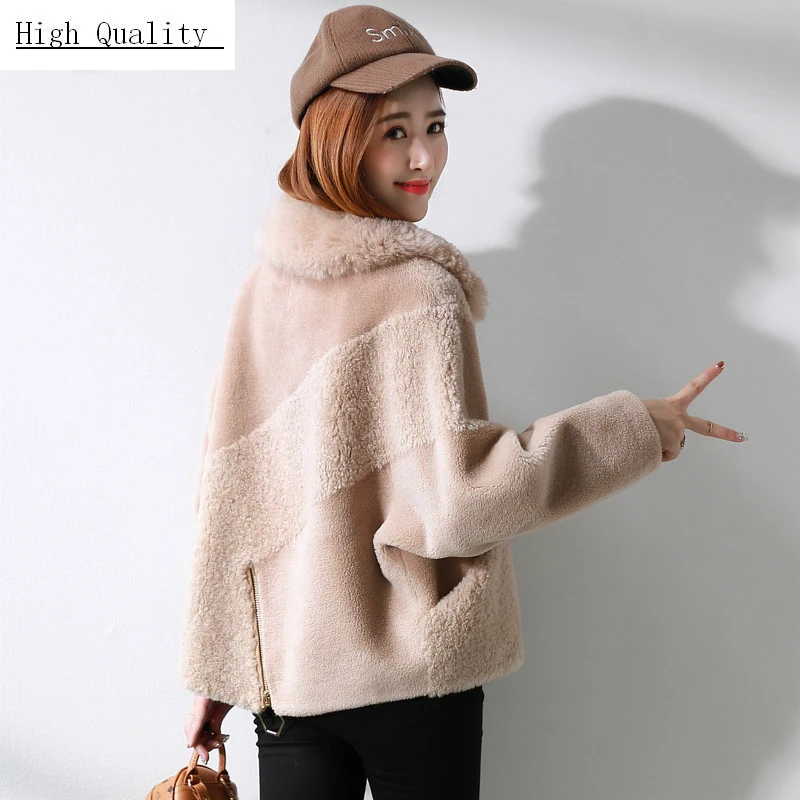 

Autumn Winter Jacket Women Sheep Shearing Fur Coats Female Short Natural Wool Overcoat Warm Spring Clothes 2020 LWL1379