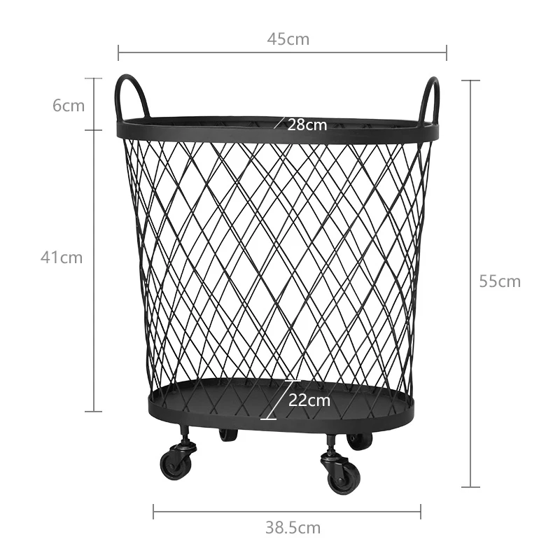 Современный золотой модный металлический золотой цвет ёмкость для хранения грязной одежды ручка колеса корзина для белья домашний креативный Органайзер с колесом, W - Цвет: black