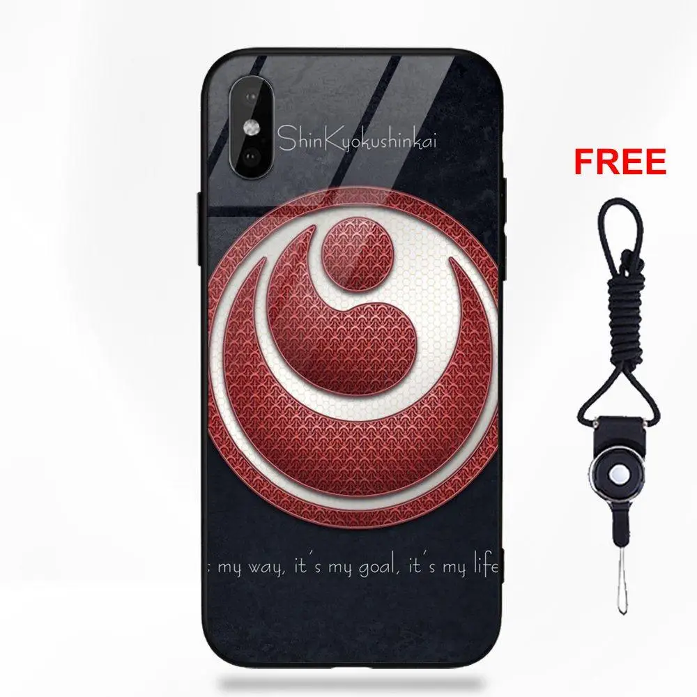 as picture Мягкий ТПУ чехол для телефона+ Чехлы из закаленного стекла для Apple iPhone 5 5C 5S SE 6 6S 7 8 Plus X XS Max XR Simple Oyama Kyokushin Karate - Цвет: as picture