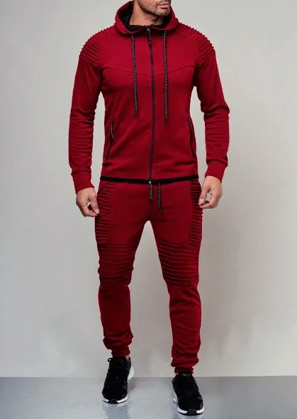 

2019 Autumn New Style Men Outdoor Sports Casual Hoodie Solid Color Cardigan Tops Set Male Two-Piece K114