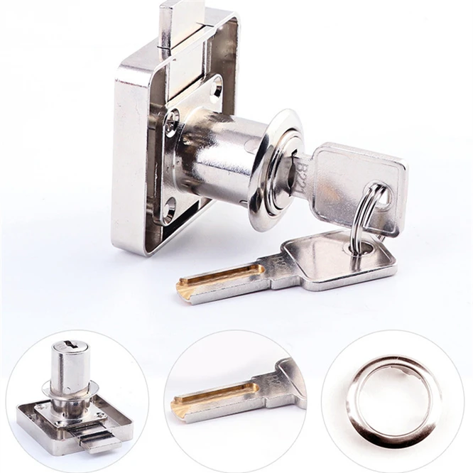 

3 years warranty High-Grade Drawer Lock Furniture Desk Cabinet Lock 22mm 32mm Lock Core Thickness With 2 Keys Security Hardware