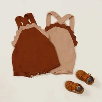 

Infant Baby Jumpsuit Baby Girls Knitted Jumpsuit Wool Sleeveless Stitching Spring Cute Baby Clothes Autumn