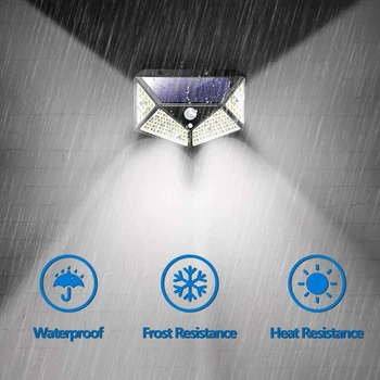 IP65 Waterdichte Led Solar Outdoor Sport Sensor Licht 100 Leds Wandlampen Voor Fence Yard Tuin Garage Trappen