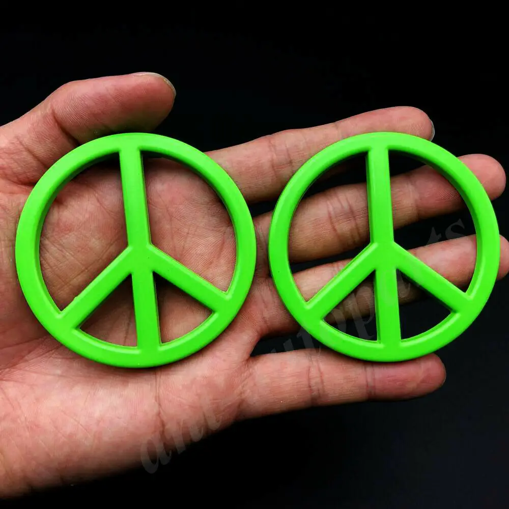 

2pcs 3D Metal Green Peace Sign Anti-war Car Trunk Emblem Badge Decal Sticker