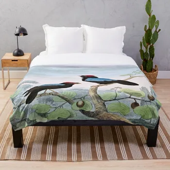 

All Season Printed flanelle Blanket Super Soft Cozy Throw Blanket Blue Backed Manakin Bird Art