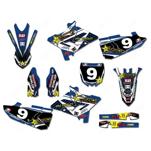 Для YAMAHA YZ125 YZ250- Новые полные графические наклейки на заказ имя номера глянцевые яркие наклейки водонепроницаемые - Цвет: A