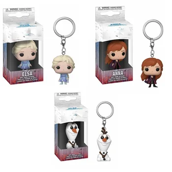 

POP movie Froze 2 Princess Anna Elsa Olaf figure keychain toy Car decoration for Children Collection with Box Bag Pendant toys