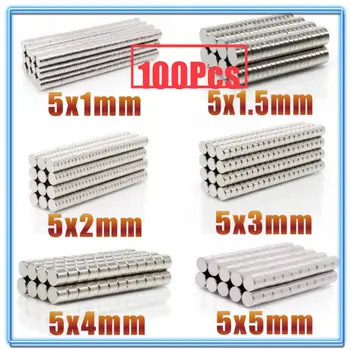 

100Pcs Mini Small N35 Round Magnet 5x1 5x1.5 5x2 5x3 5x4 5x5 mm Neodymium Magnet Permanent NdFeB Super Strong Powerful Magnets