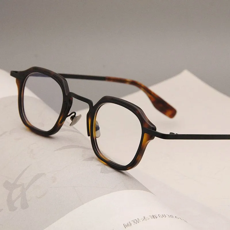 Vintage Small Square Eyeglasses Frames Acetate Metal Hand Made Glasses Custome Mens Women Rx able Prescription Fashion Full Rim