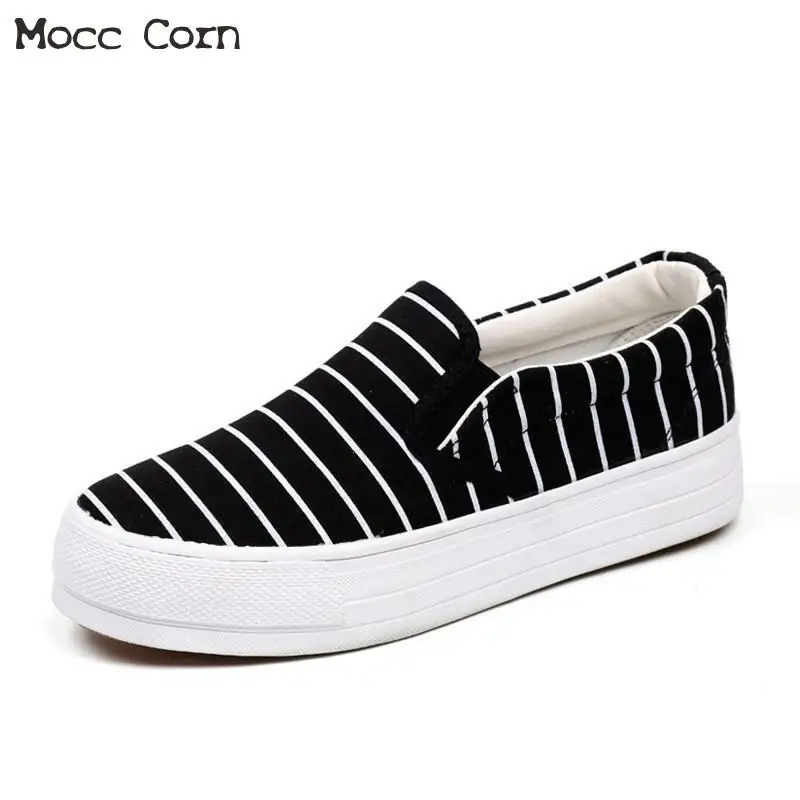 

Summer Casual Flat Shoes Women Canvas Slip On Loafers Flats Platform Sneakers Lady Stripe Espadrilles Breathable Footwear New