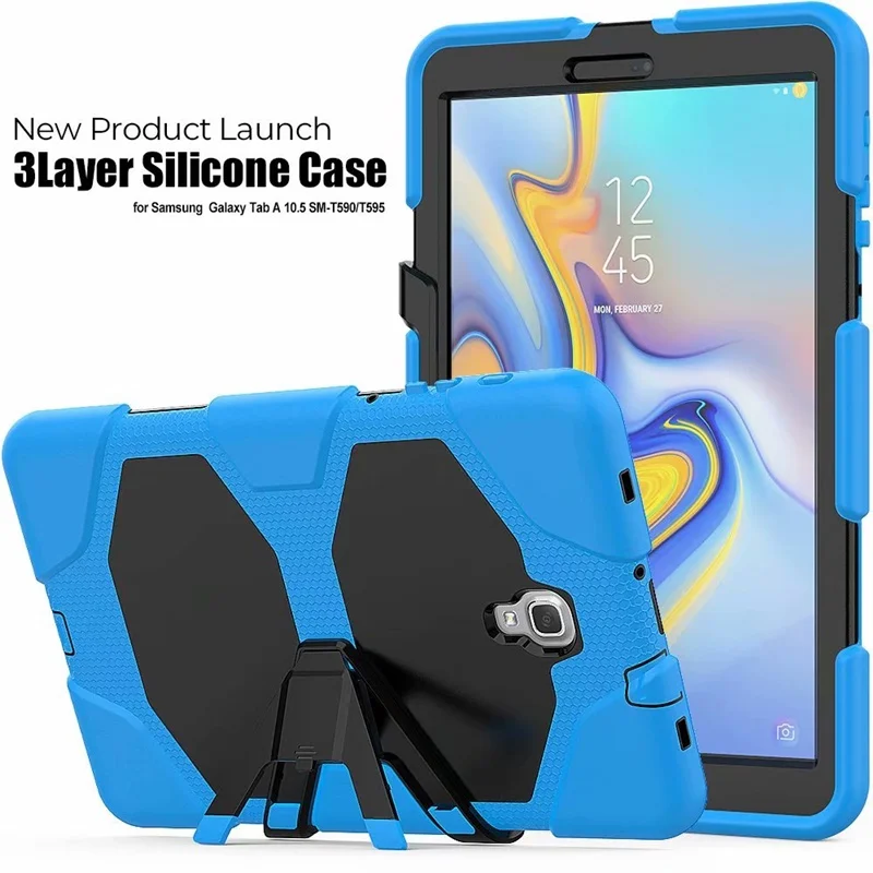 Sky Чехол для Samsung Galaxy Tab A 10,5 SM-T590 T595 T597 чехол для детей безопасный резиновый силиконовый противоударный Броня Жесткий чехол с подставкой - Цвет: Sky