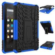 Étui rigide en caoutchouc pour Kindle Fire HD7 2015, boîtier rigide hybride résistant aux chocs et à la poussière avec support pour tablette