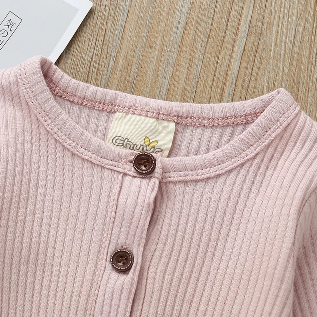 Summer Unisex Newborn Baby Clothes Solid Color Baby Rompers Cotton Knitted Long Sleeve Toddler Jumpsuit Infant Clothing 3-18M 5