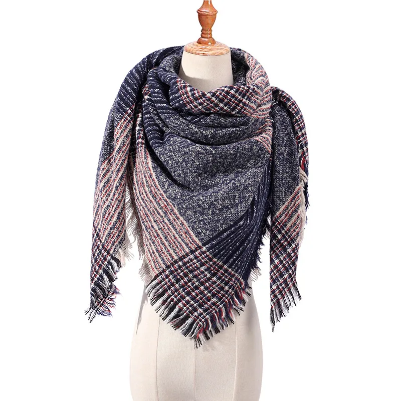 Дизайн, брендовый женский шарф, модный клетчатый зимний кашемировый шарф, Женская шаль из пашмины, шарф, Теплая бандана для шеи - Цвет: E-26