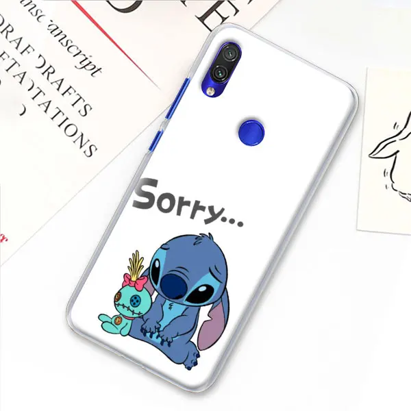 Милый мультфильм, Стич чехол для Xiaomi mi A3 A1 A2 8 Lite 9T CC9E Играть Red mi K20 Pro 7A Note 7 фотоаппаратов моментальной печати 7S жесткий прозрачный чехол Capa - Цвет: 02