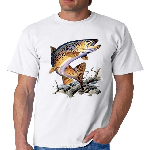 Brown Trout Fishing T-Shirt Cool Casual Pride T Shirt Men Unisex New  Fashion Tshirt Men Cotton Tees Streetwear