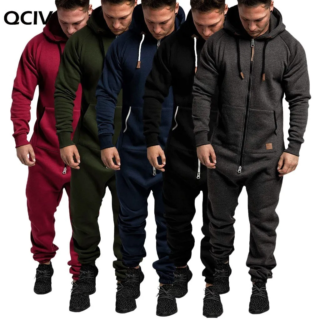 

Pants Men Streetwear Sweatpants Pure Color Splicing Autumn Winter Casual Hoodie Print Zipper Jumpsuit