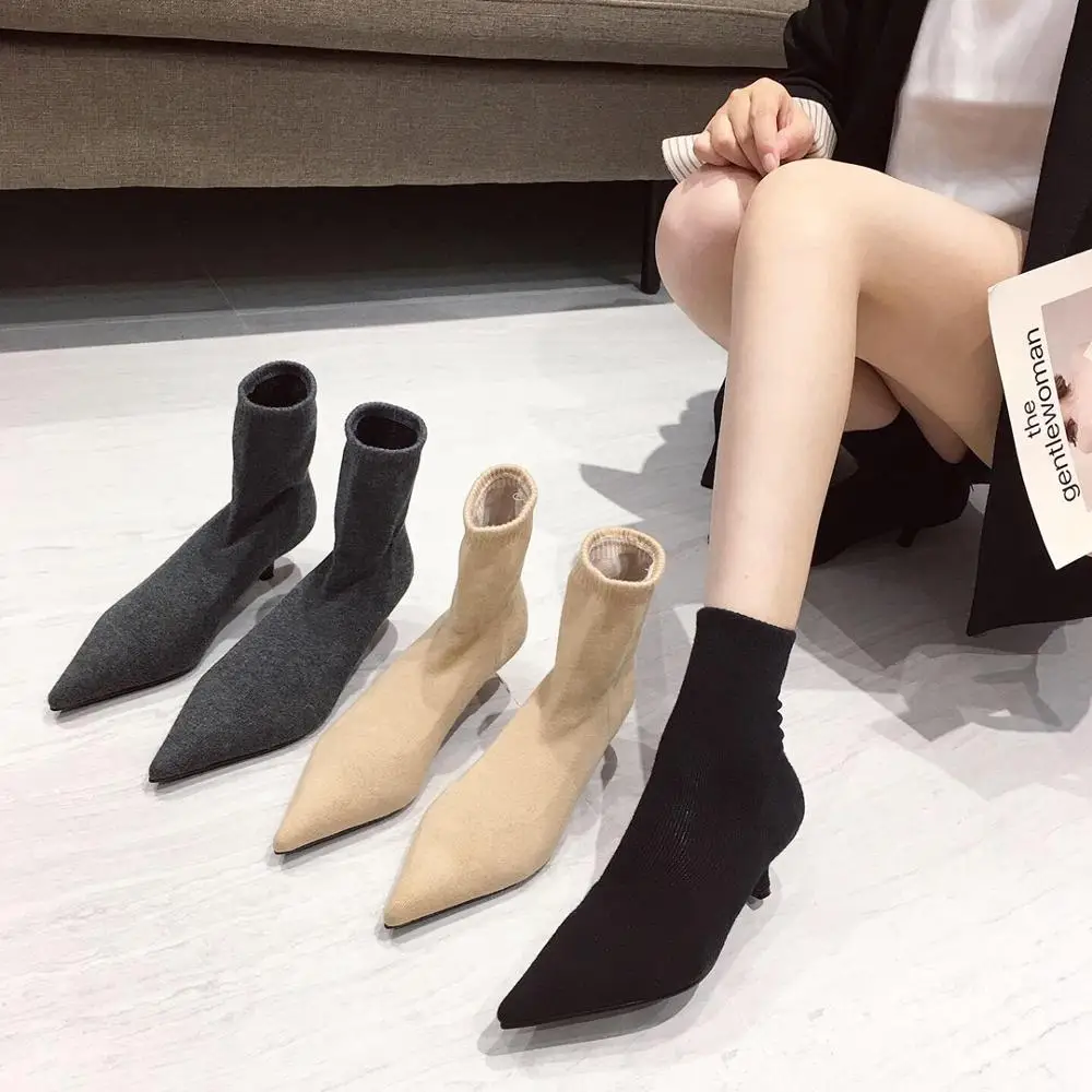 Fashion Sock Boots for Woman Pointed 