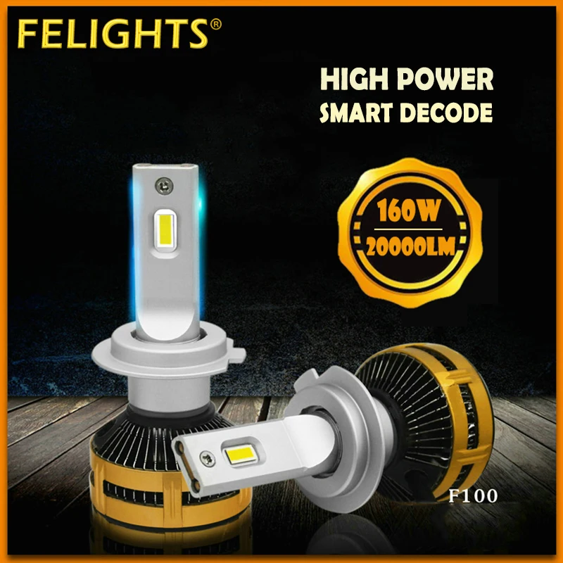 2x Car Headlight Bulbs With ZES Chips LED H1 H3 H4 H7 H8 H11 9005 9006 9012 Auto Lamp 160W 20000LM Car Lights Universal Nebbia