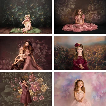 

Mehofond Newborn Painting Floral Backdrop Girl Pink Flower Baby Shower Birthday Party Photography Background Photo Studio Props
