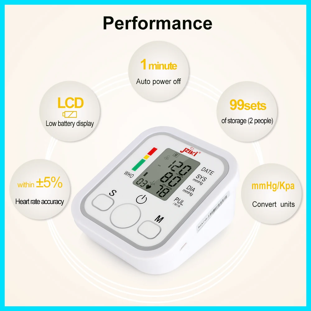 Home use Health Care Digital Upper Fully Automatic Electronics Arm Style Blood Pressure Monitor Pulse Rate B02R