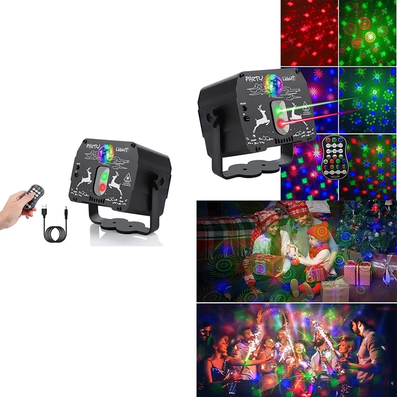 Christmas Party Lights ,Sound Activated And Time Function Disco Lights For Parties 60 Patterns