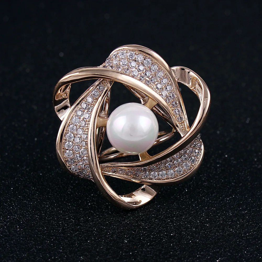 

Fashion Spiral Pearl Flower Zhensanhuan Scarf Buckle Micro Zircon Top Grade Scarf pi jian kou Clothing Accessories 4024