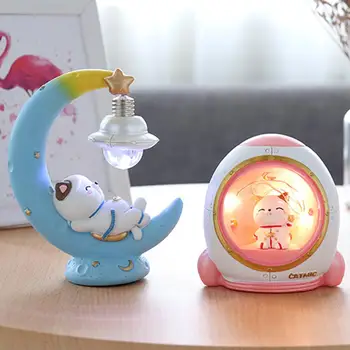 

Cute Rocket Moon Cats Shape Mini LED Night Light Home Desktop Bedside Decoration Creatived children bedroom Small night light