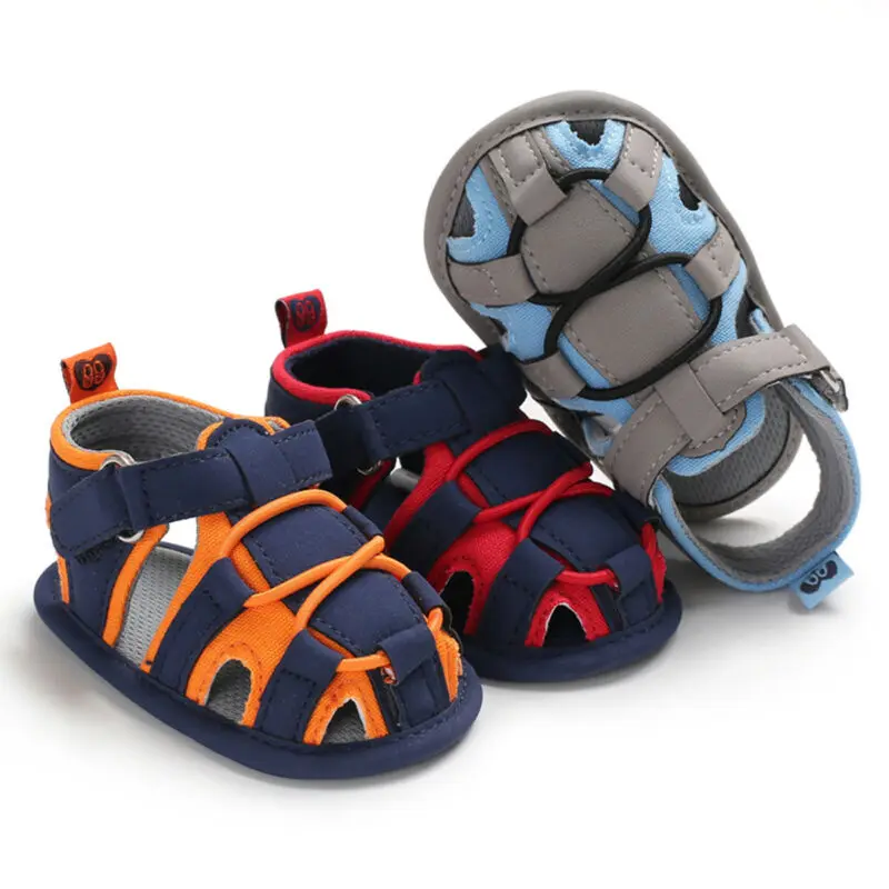 Американские модные летние дышащие сандалии для новорожденных мальчиков и девочек мягкая обувь Размер от 0 до 18 месяцев