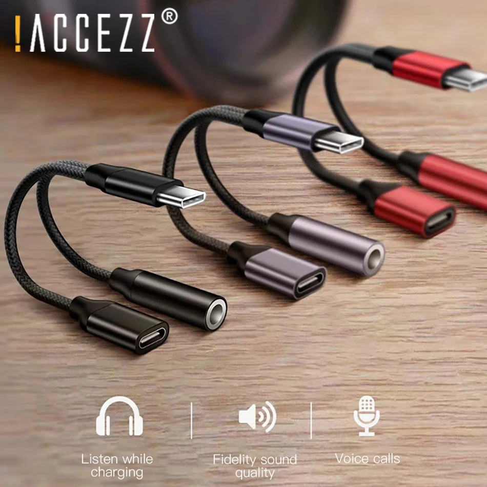 ! Адаптер ACCEZZ USB Type C разъем 3 5 мм для наушников зарядка прослушивание звонков Huawei