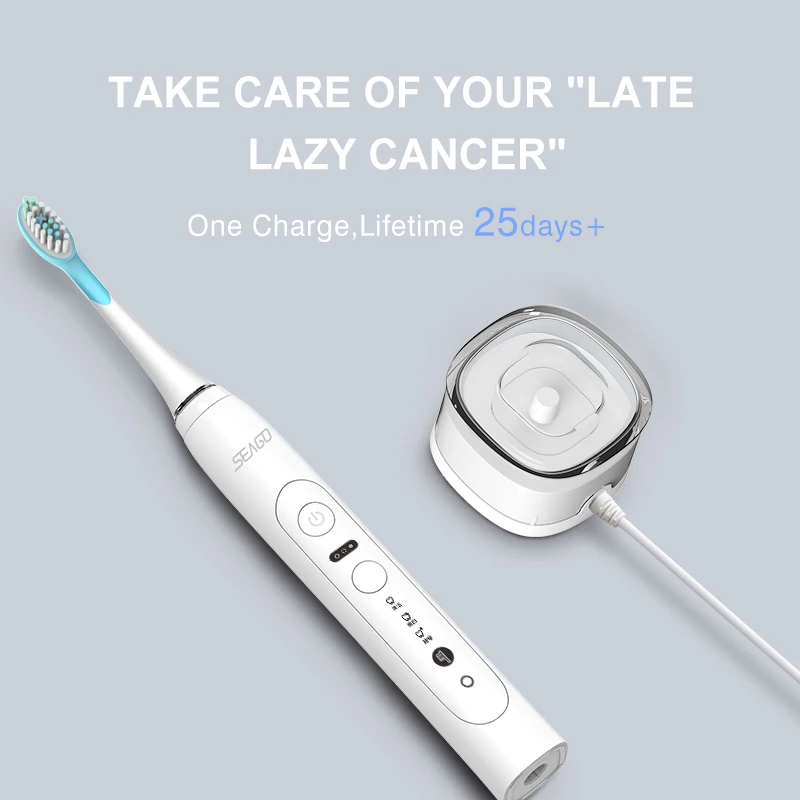 Seago 9 Models Inductive Charging Rechargeable Sonic Electric Toothbrush Tooth brush For Adult 3 Replacement Brush Head Gift Seago 9 Models Inductive Charging Rechargeable Sonic Electric Toothbrush Tooth brush For Adult 3 Replacement Brush Head Gift
