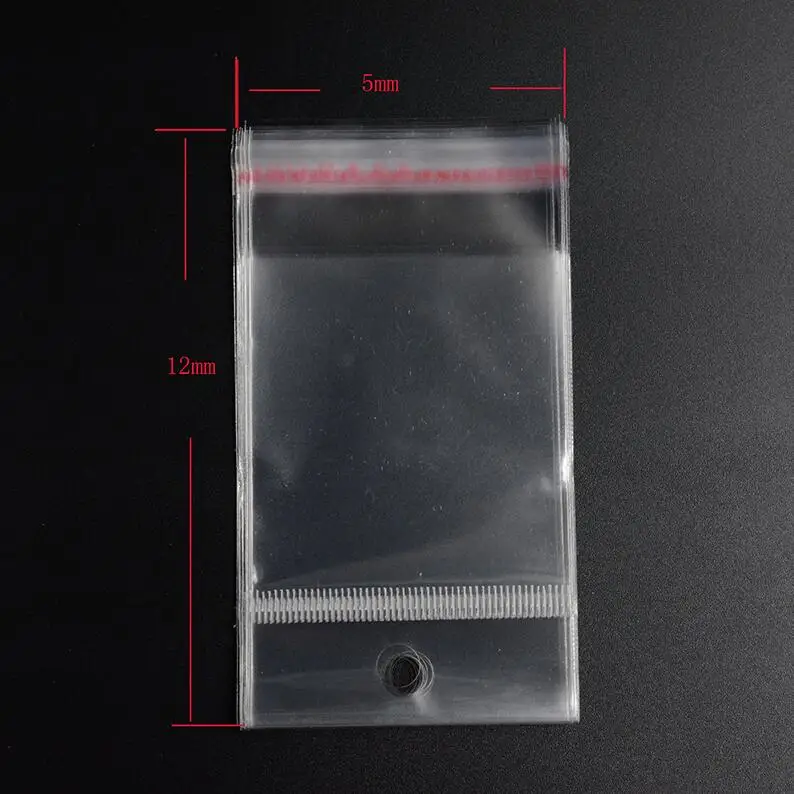 

Pouches 5cm*12cm hanging holes Clear Self Adhesive Seal Plastic Bags Transparent Opp Packing Bags Pick For Beads