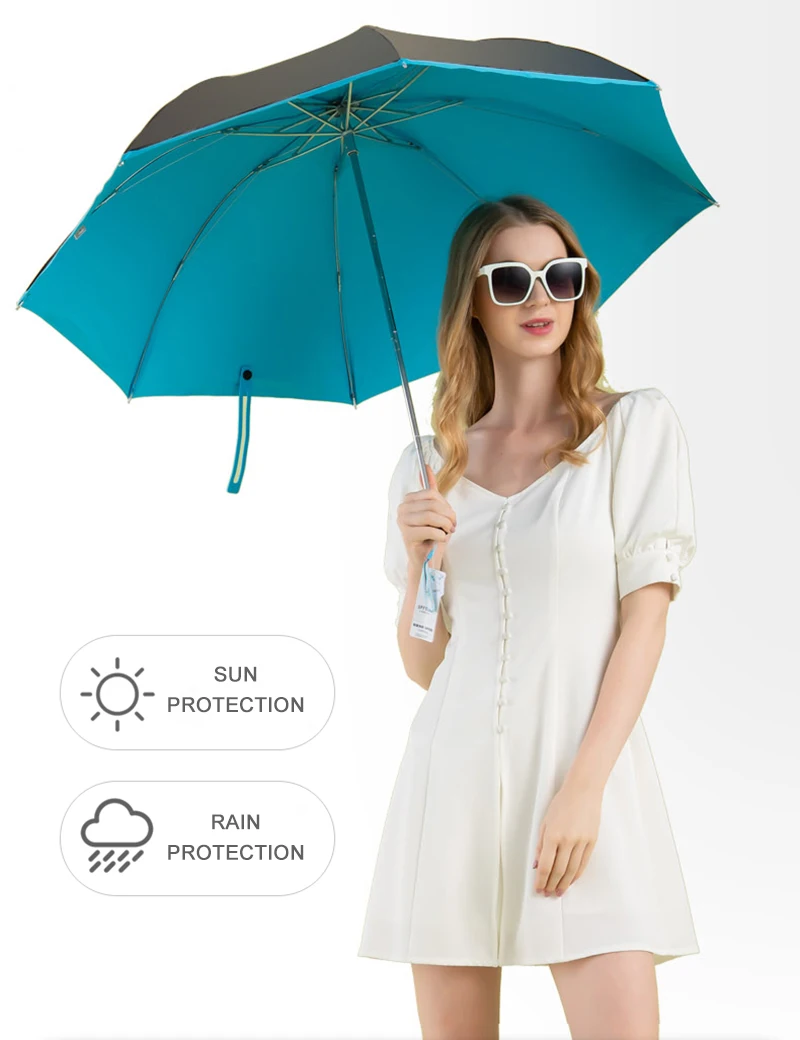 Райский зонтик с защитой от ультрафиолета, толстый черный клеевой солнцезащитный козырек, Солнечный дождь, два трех складных зонта, женский маленький черный зонтик