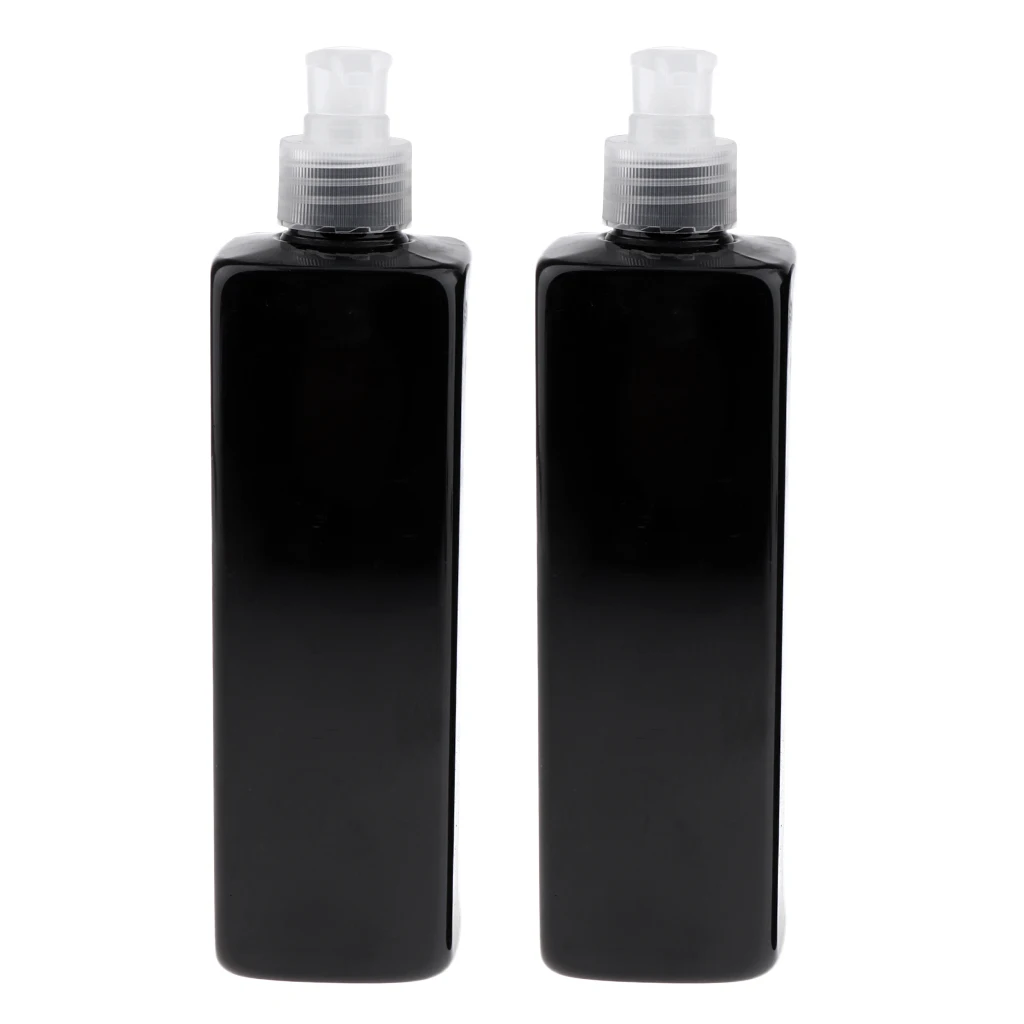 2 шт 500 мл Черные большие квадратные пустые пластиковые бутылки с насосами для лосьона, отлично подходит для шампуня дозатор для лосьона - Цвет: Clear Pump